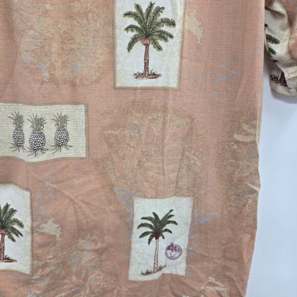 Joe Marlin Orange Peach Palm Tree Button Down Cotton Blend Medium - Picture 5 of 8
